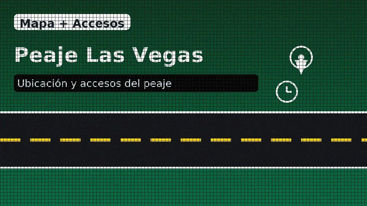 Mapa y accesos del Peaje Las Vegas en la Ruta 5 Norte; orientación para llegar y salir.
