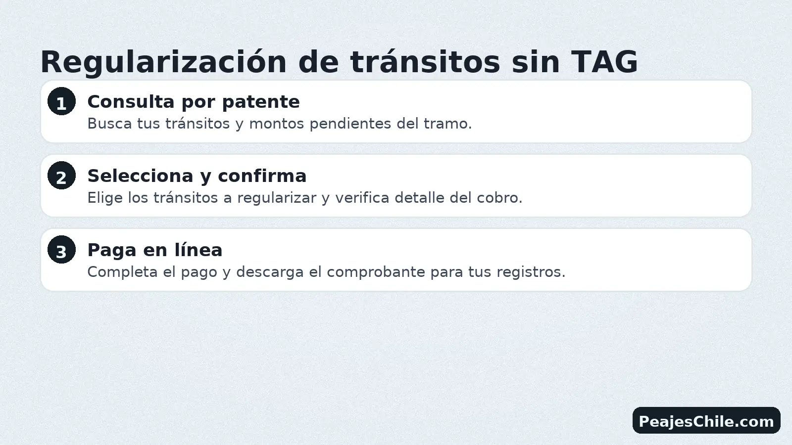 Pasos para regularizar tránsitos sin TAG en el tramo Río Bueno–Puerto Montt