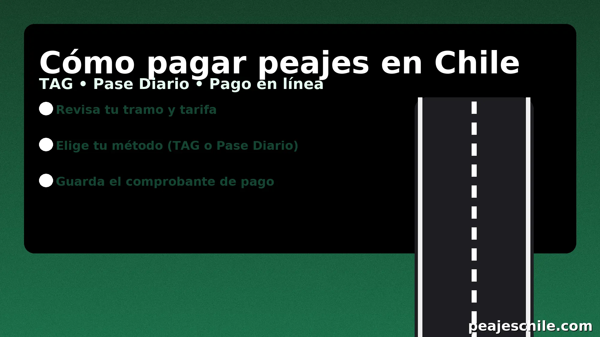 Cómo pagar peajes en Chile: TAG, Pase Diario y pago en línea – peajeschile.com