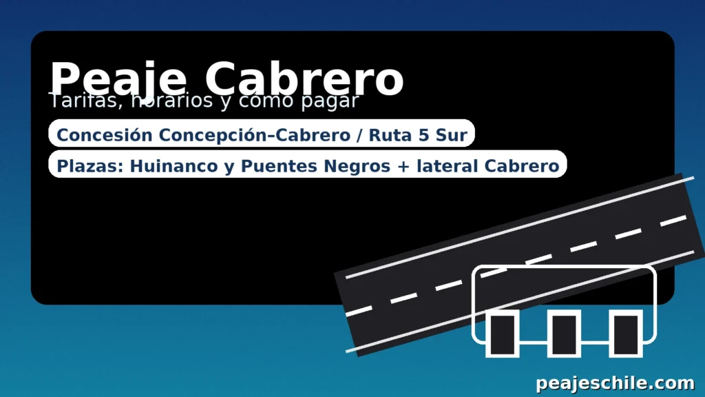 Peaje Cabrero: tarifas, horarios y cómo pagar (Huinanco, Puentes Negros y acceso lateral)