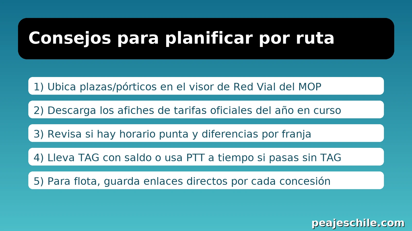 Consejos para planificar peajes por ruta: afiches, TAG y PTT