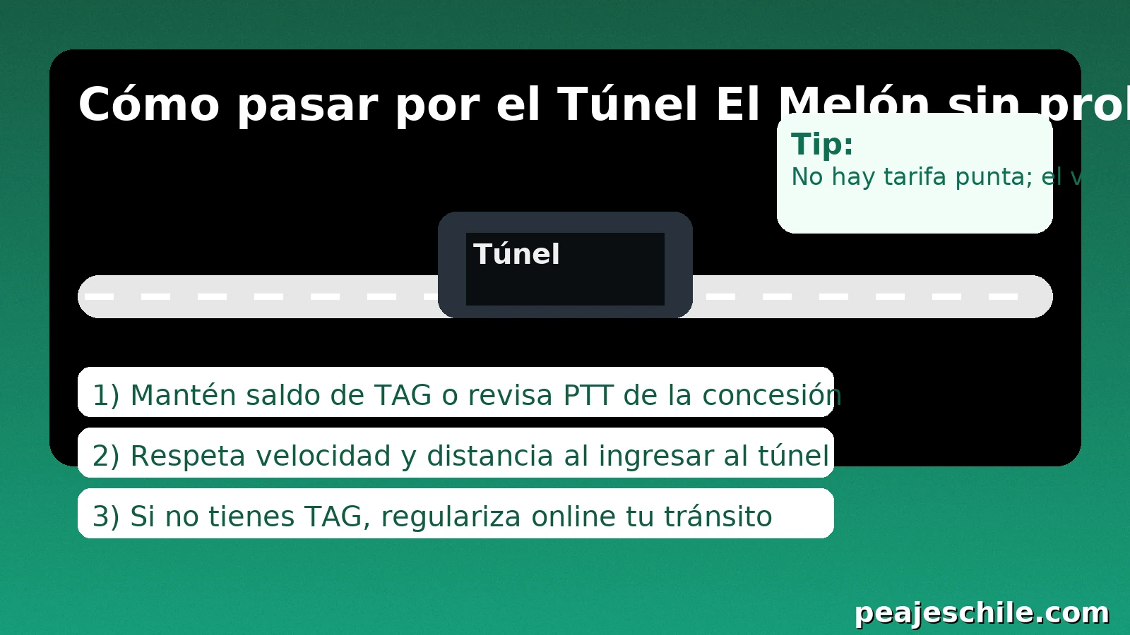 Cómo pasar por el Túnel El Melón: TAG, PTT y pasos clave
