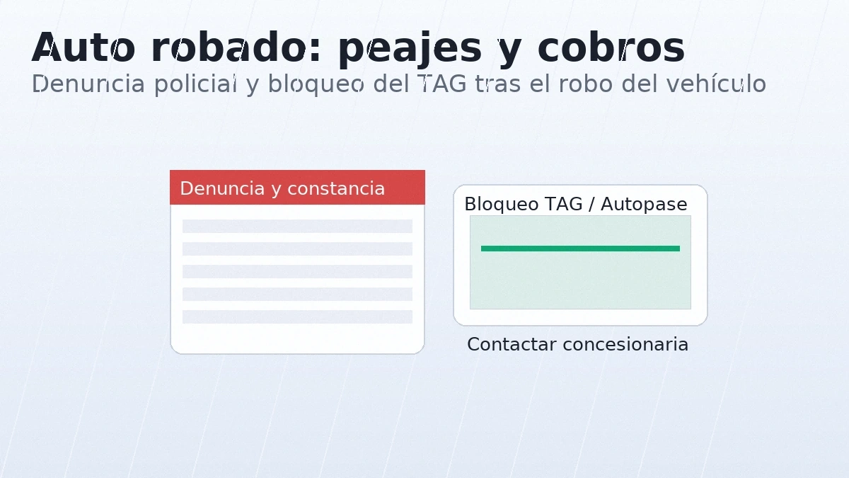 Denuncia por robo de vehículo y bloqueo del TAG o Autopase ante la concesionaria