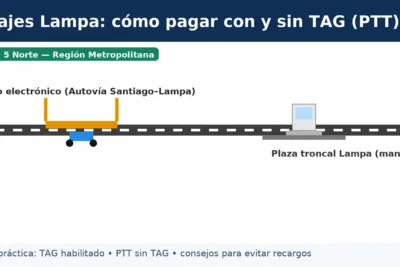 Peajes Lampa: cómo pagar con y sin TAG (PTT) — pórtico Autovía Santiago–Lampa y plaza troncal Lampa