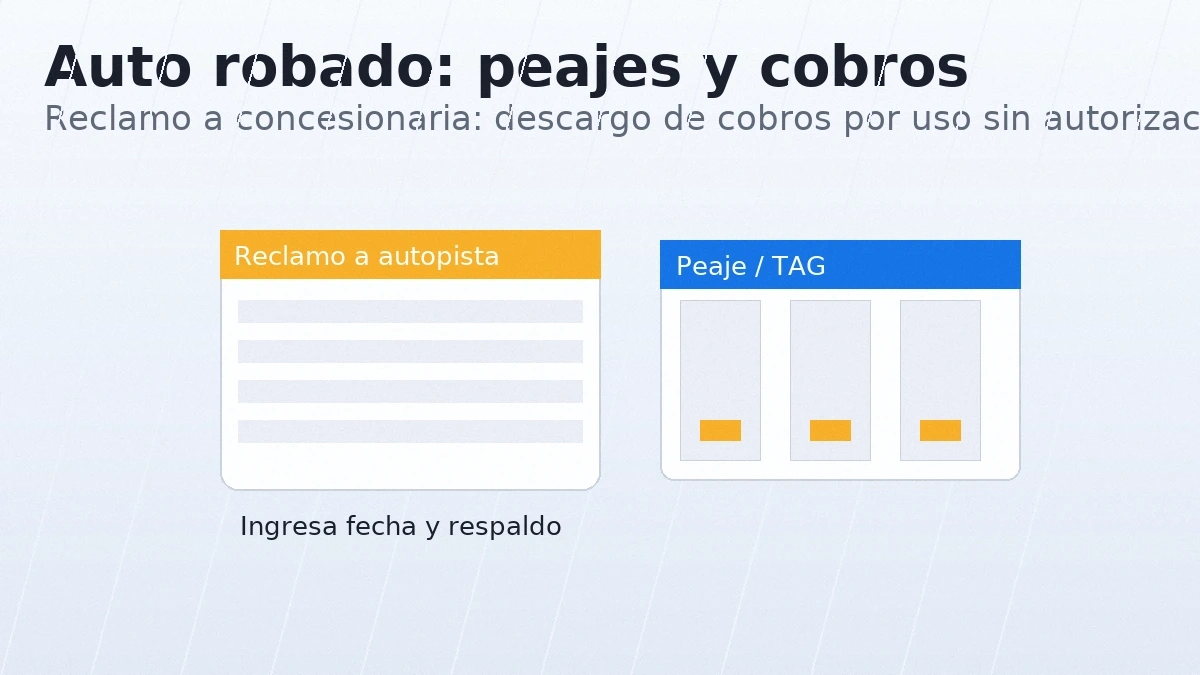 Reclamo a la concesionaria para anular cobros de peajes por uso sin autorización
